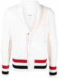 Thom Browne aran cable cashmere RWB stripe cardigan