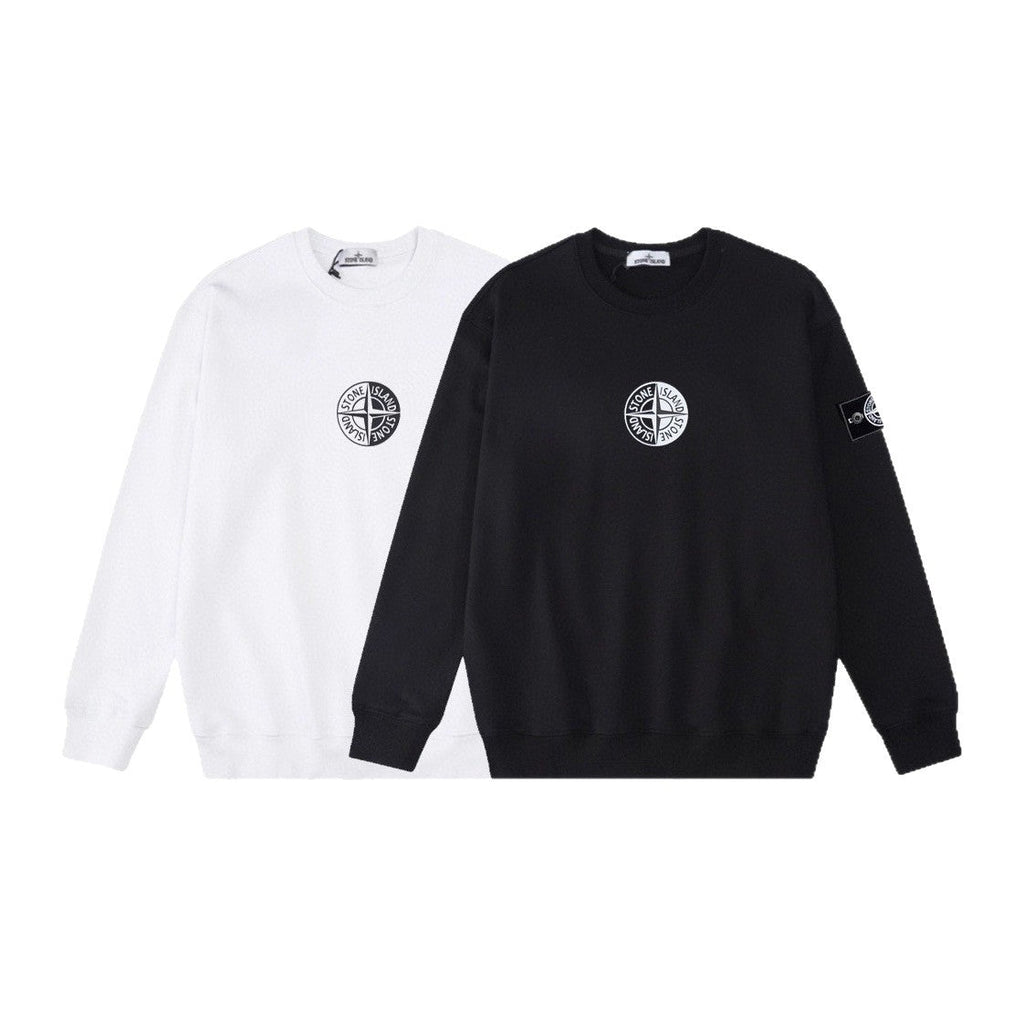 Stone Island Compass Print Crewneck Sweatshirt Men Autumn Pullover