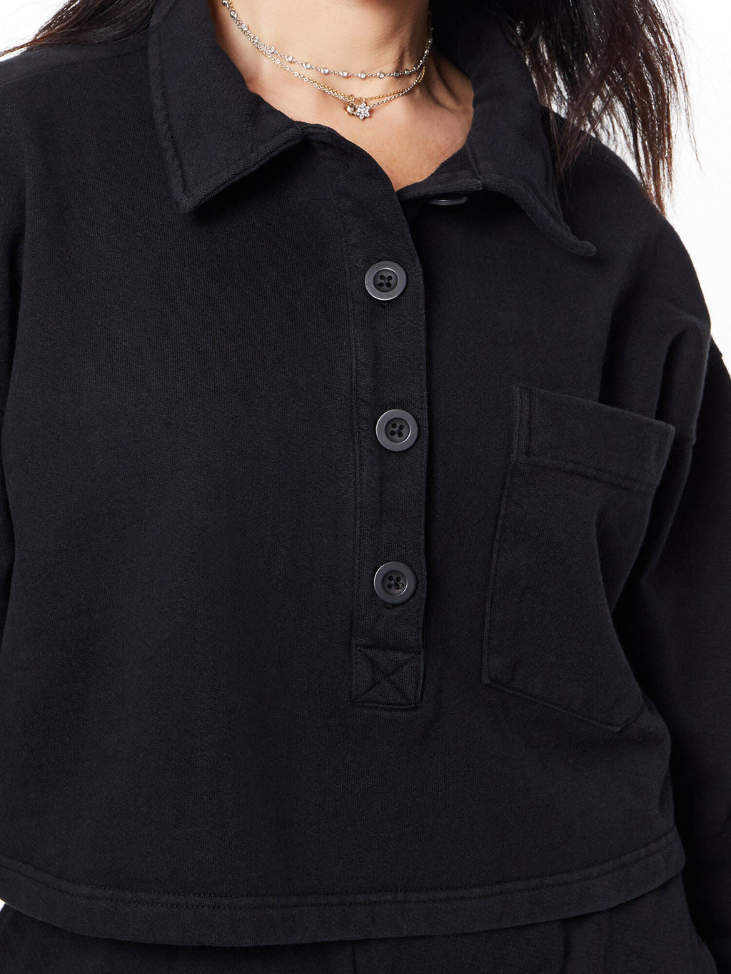 HEAVY FLEECE POLO SWEATSHIRT