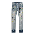 Purple Brand Light Blue Paint Splatter Distressed Jeans