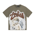 MIXED EMOTION Olive Khaki Front-and-Back Graphic T-Shirt