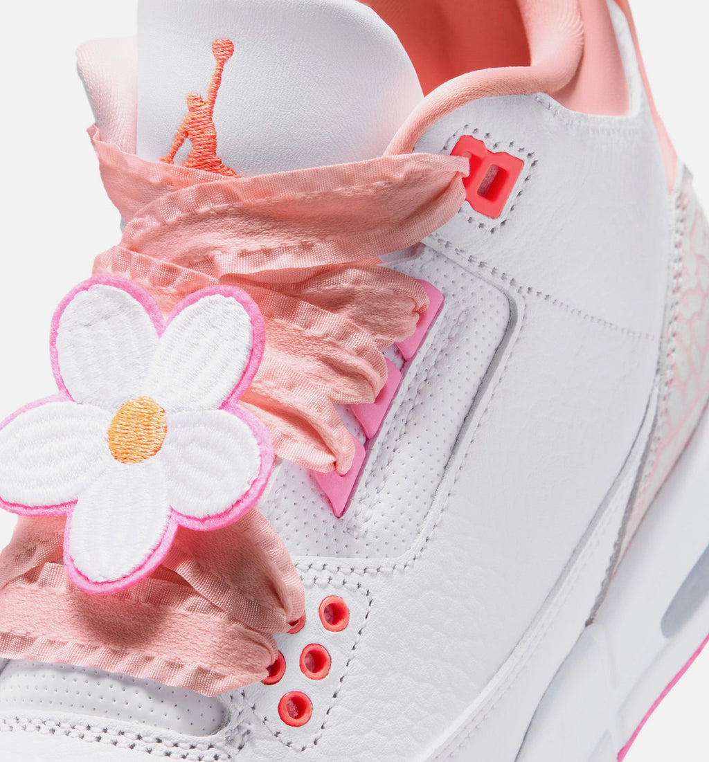 Air Jordan 3 Retro Spring Flowers Youth Sneakers - Pearl Pink/Pink Bloom/Pink Glow/Hyper Orange