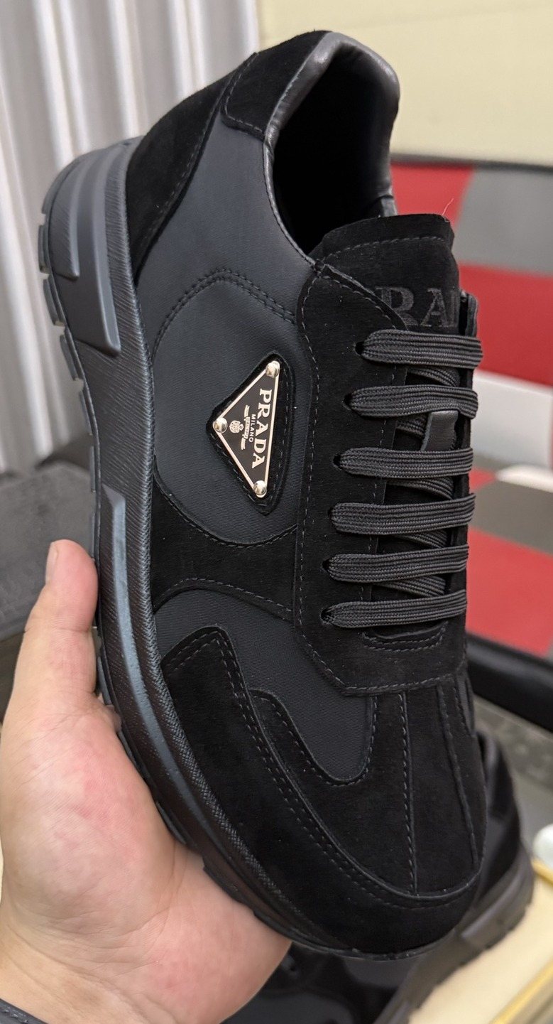 Prada Men's Black Triangle Badge Sneakers