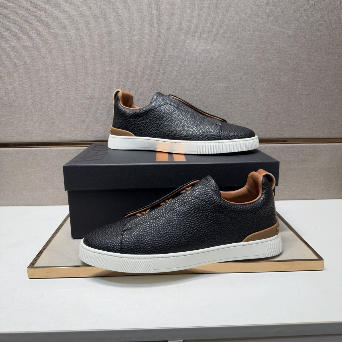 Zegna Men's Textured Low-Top Sneakers - Leather Lining