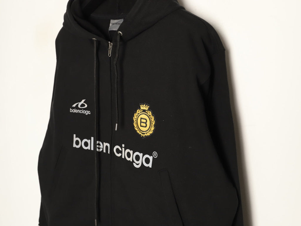 Balenciaga Soccer-Inspired Number 10 Zip Hoodie - Black